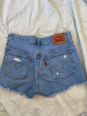 Levi's Light Blue Distressed Denim Cutoff Shorts